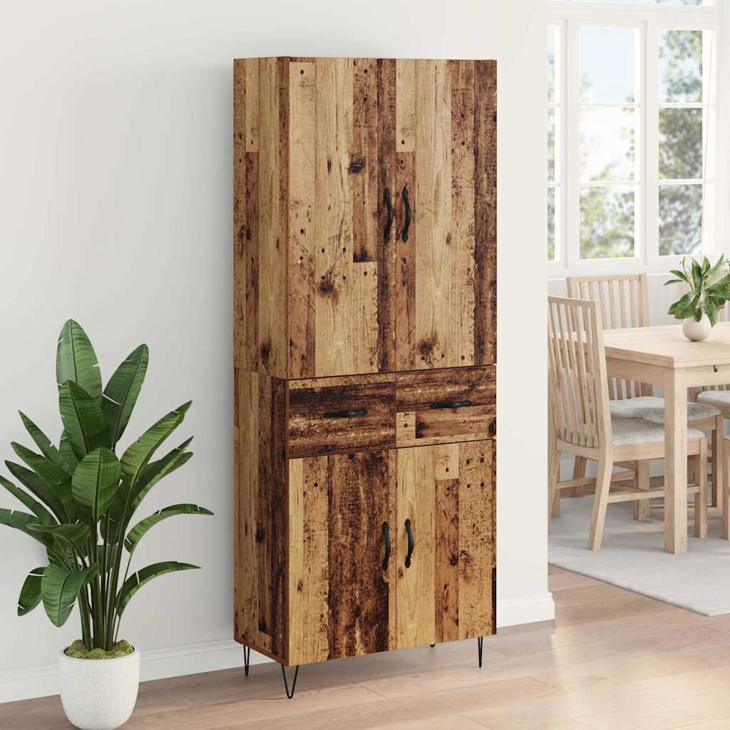 vidaXL Highboard 2 pcs Stare drewno Drewno inżynieryjne i szkło