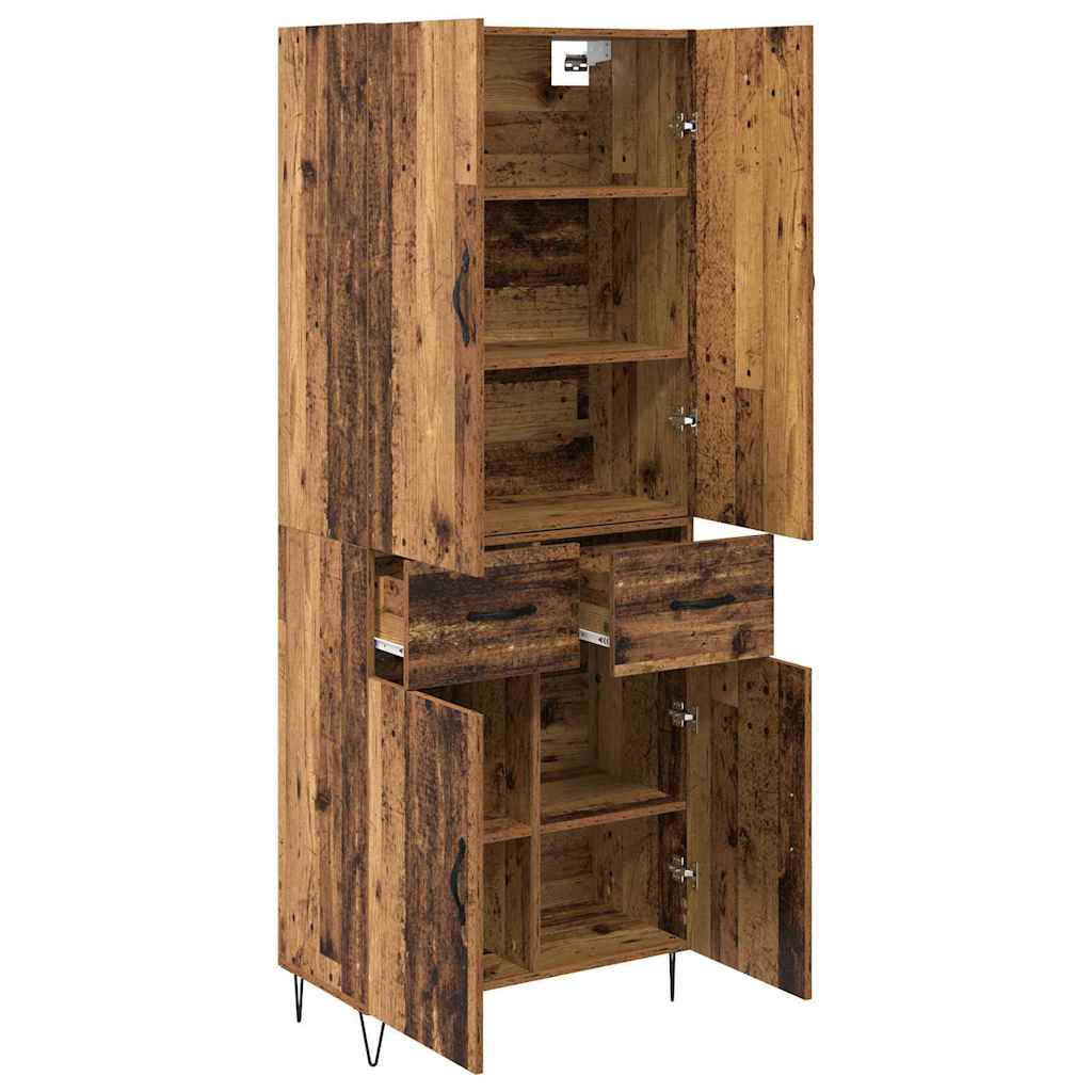 vidaXL Highboard 2 pcs Stare drewno Drewno inżynieryjne i szkło