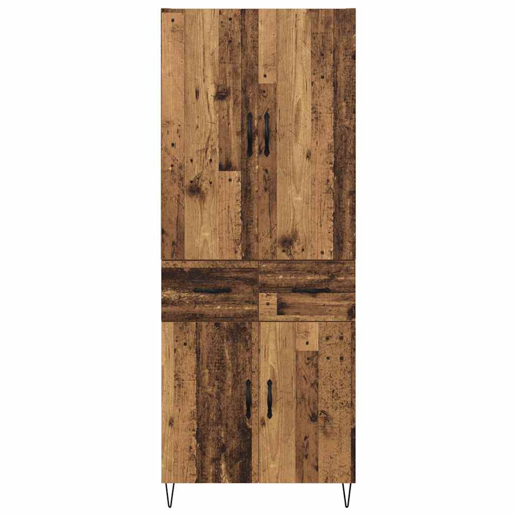vidaXL Highboard 2 pcs Stare drewno Drewno inżynieryjne i szkło