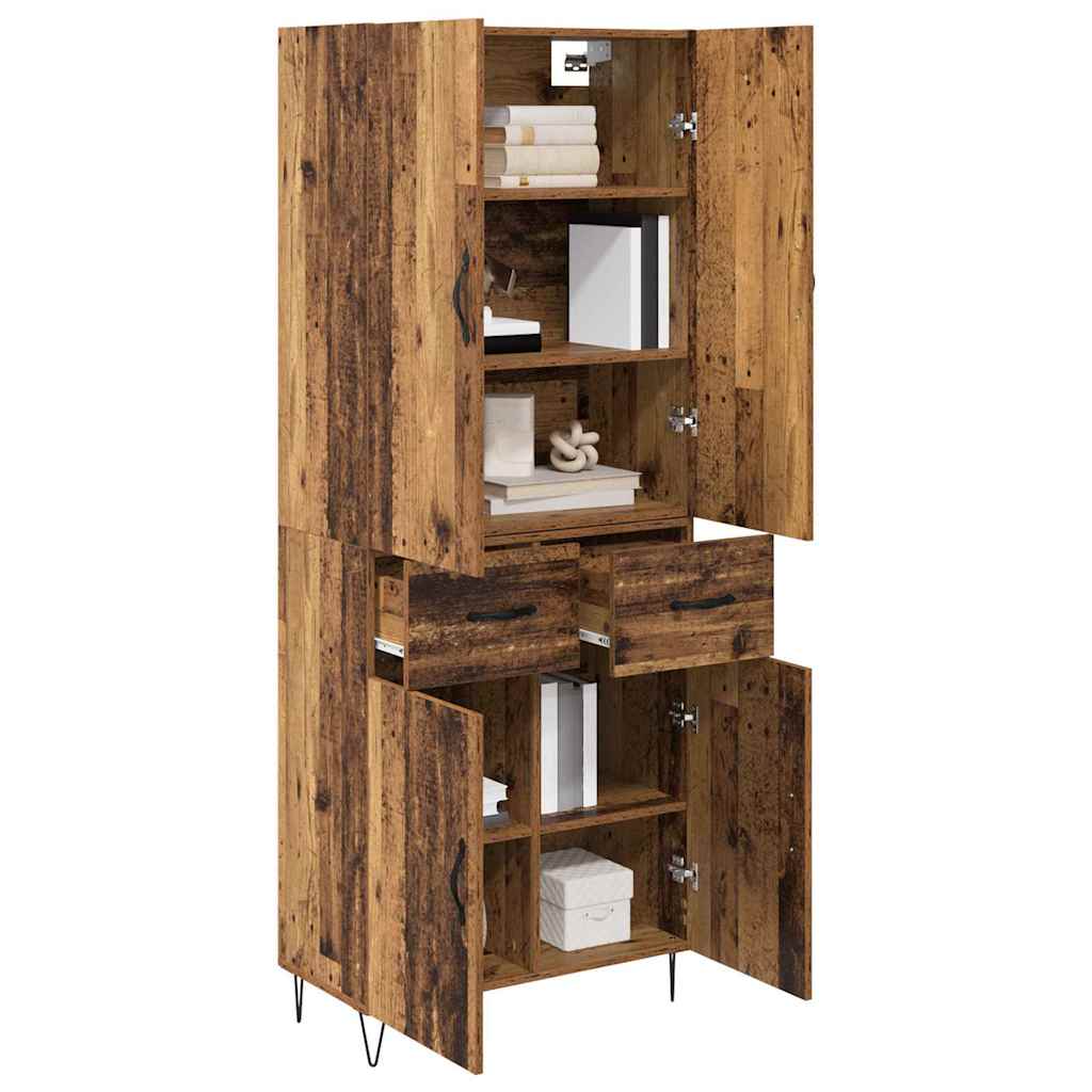 vidaXL Highboard 2 pcs Stare drewno Drewno inżynieryjne i szkło