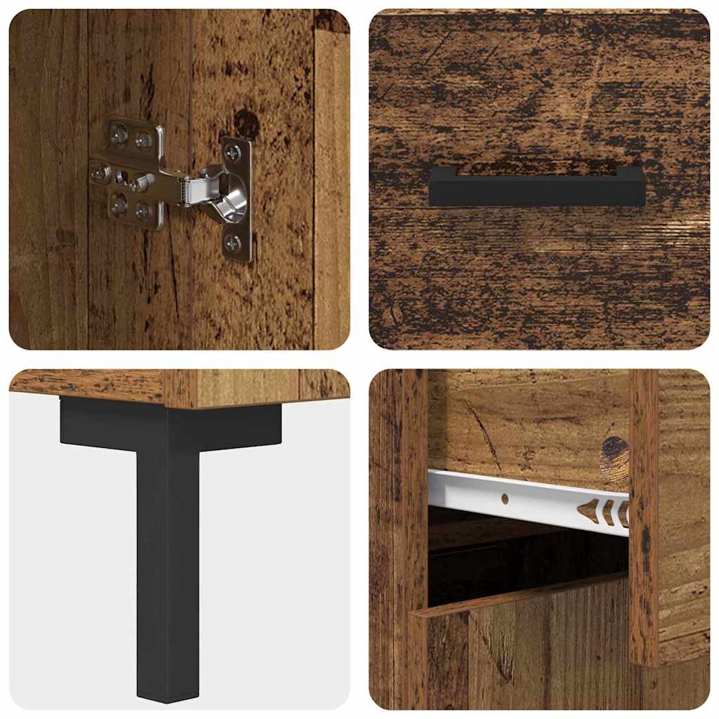 vidaXL Highboard z szufladą 2 pcs Stare drewno Materiał drewnopochodny