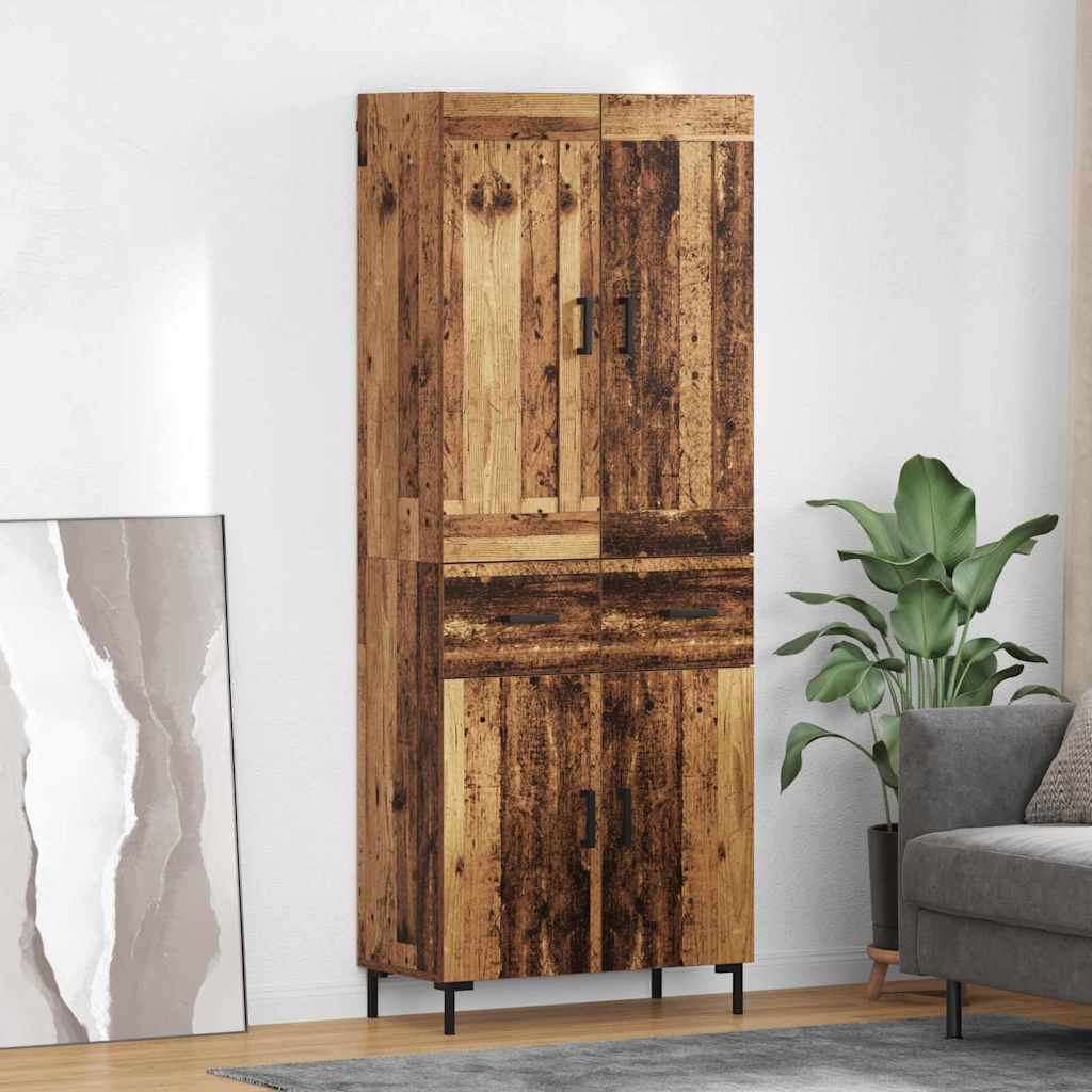vidaXL Highboard z szufladą 2 pcs Stare drewno Materiał drewnopochodny