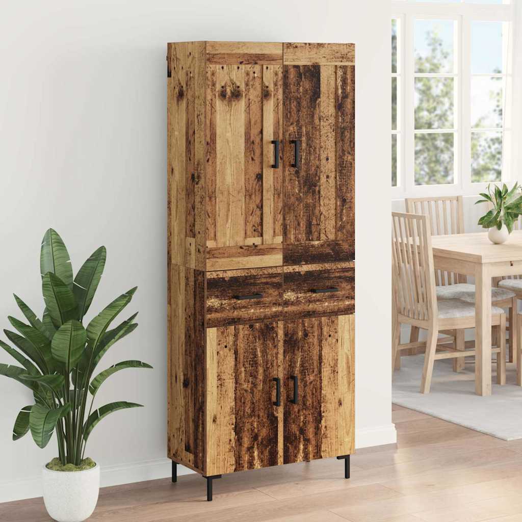 vidaXL Highboard z szufladą 2 pcs Stare drewno Materiał drewnopochodny
