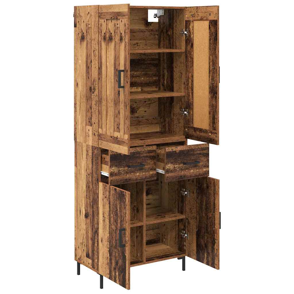 vidaXL Highboard z szufladą 2 pcs Stare drewno Materiał drewnopochodny