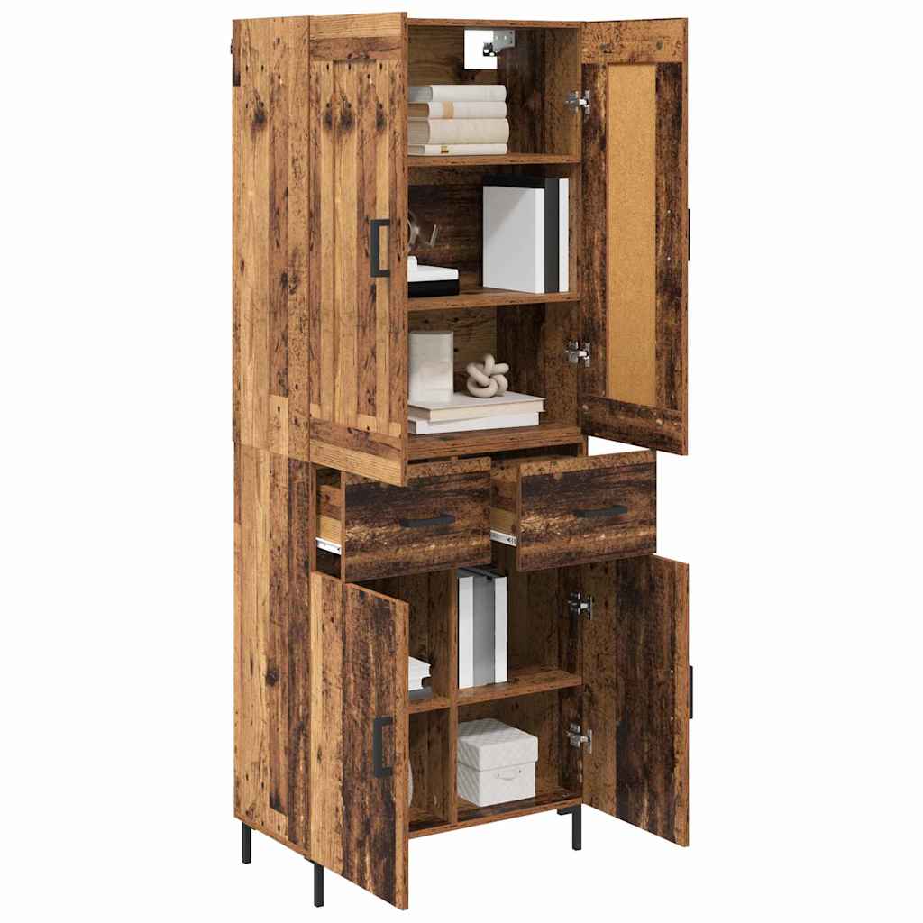 vidaXL Highboard z szufladą 2 pcs Stare drewno Materiał drewnopochodny