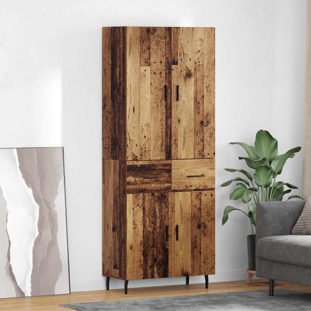 vidaXL Highboard 2 pcs Stare drewno Drewno inżynieryjne i szkło