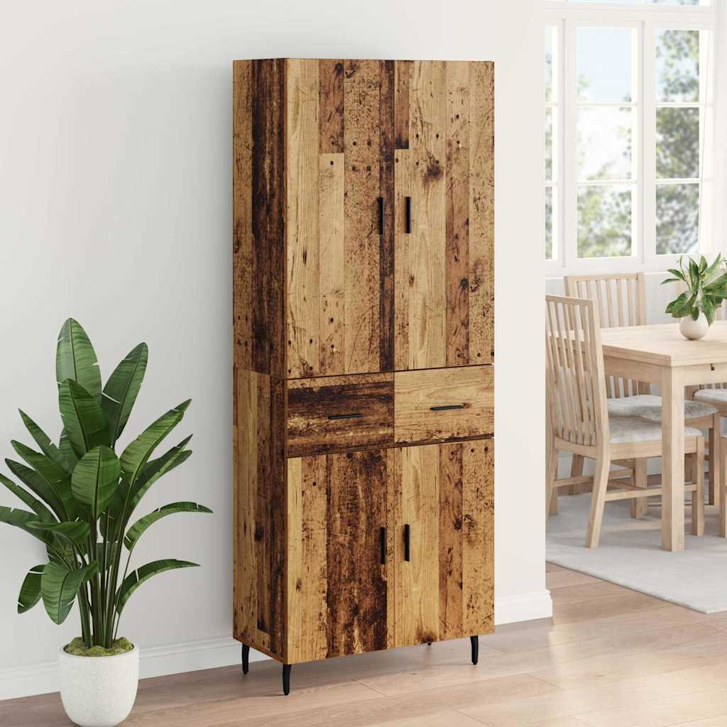 vidaXL Highboard 2 pcs Stare drewno Drewno inżynieryjne i szkło