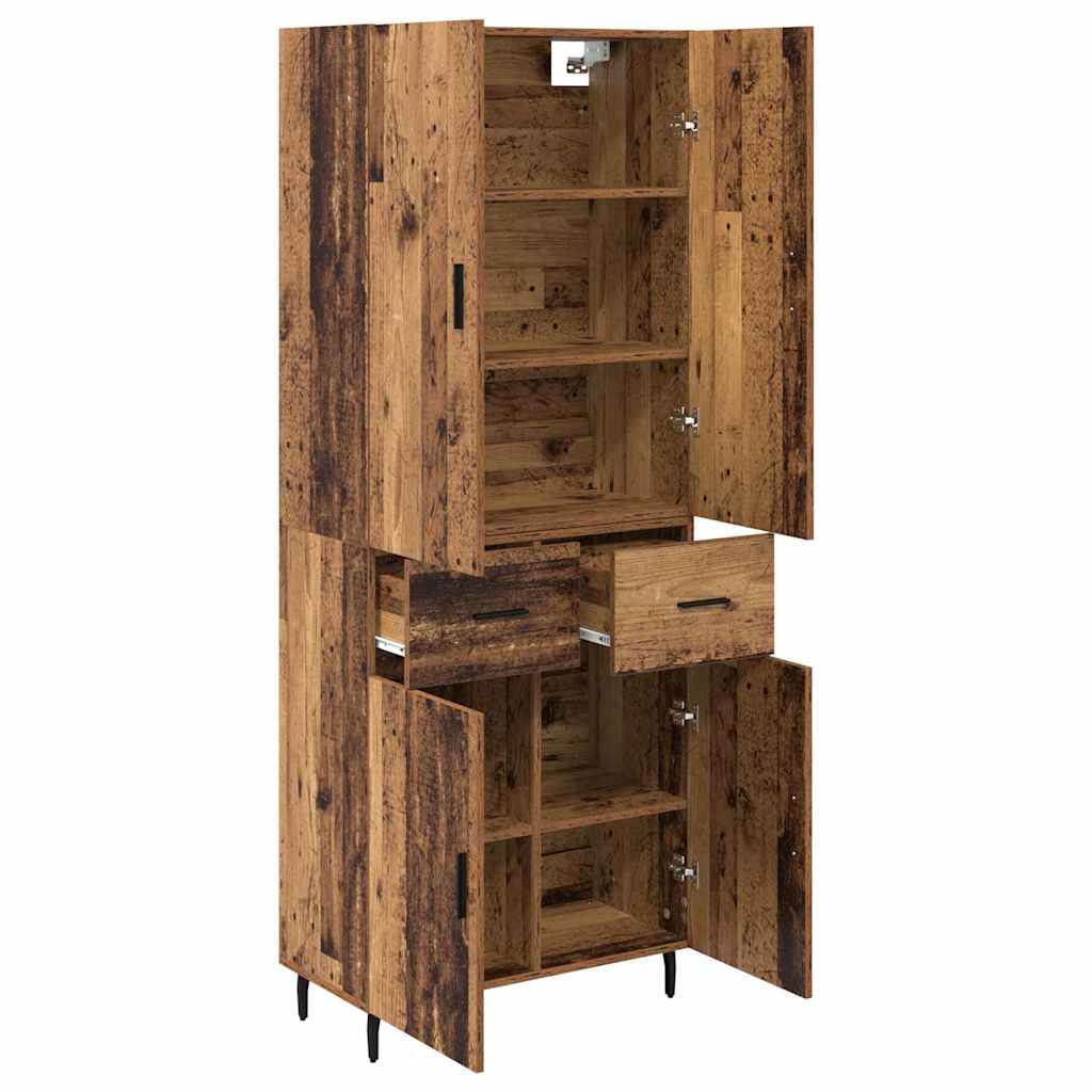 vidaXL Highboard 2 pcs Stare drewno Drewno inżynieryjne i szkło