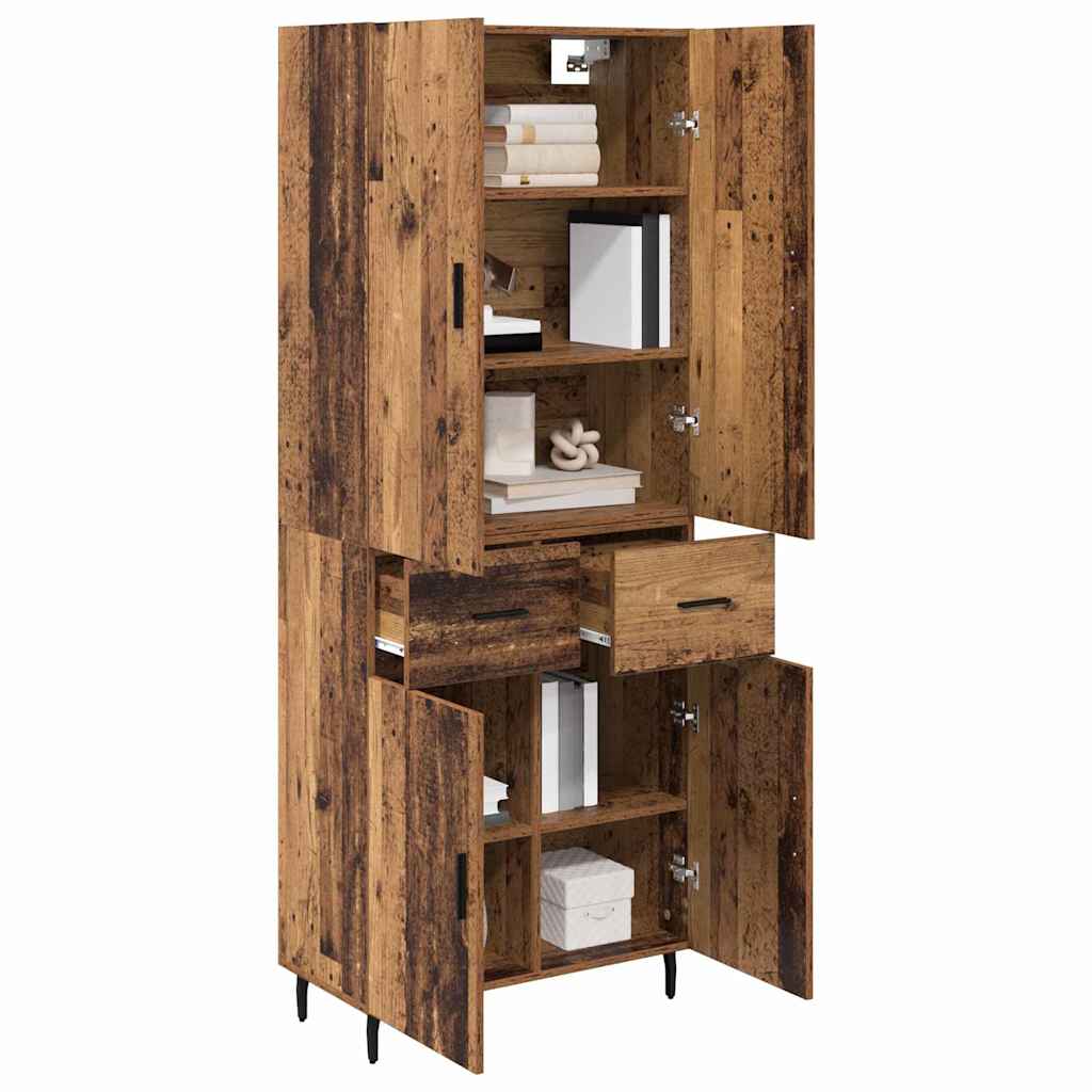 vidaXL Highboard 2 pcs Stare drewno Drewno inżynieryjne i szkło