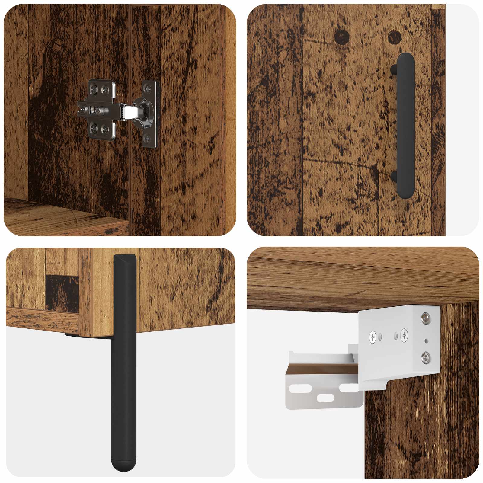 vidaXL Highboard Montowane na ścianie Stare drewno 69,5 x 34 x 180 cm