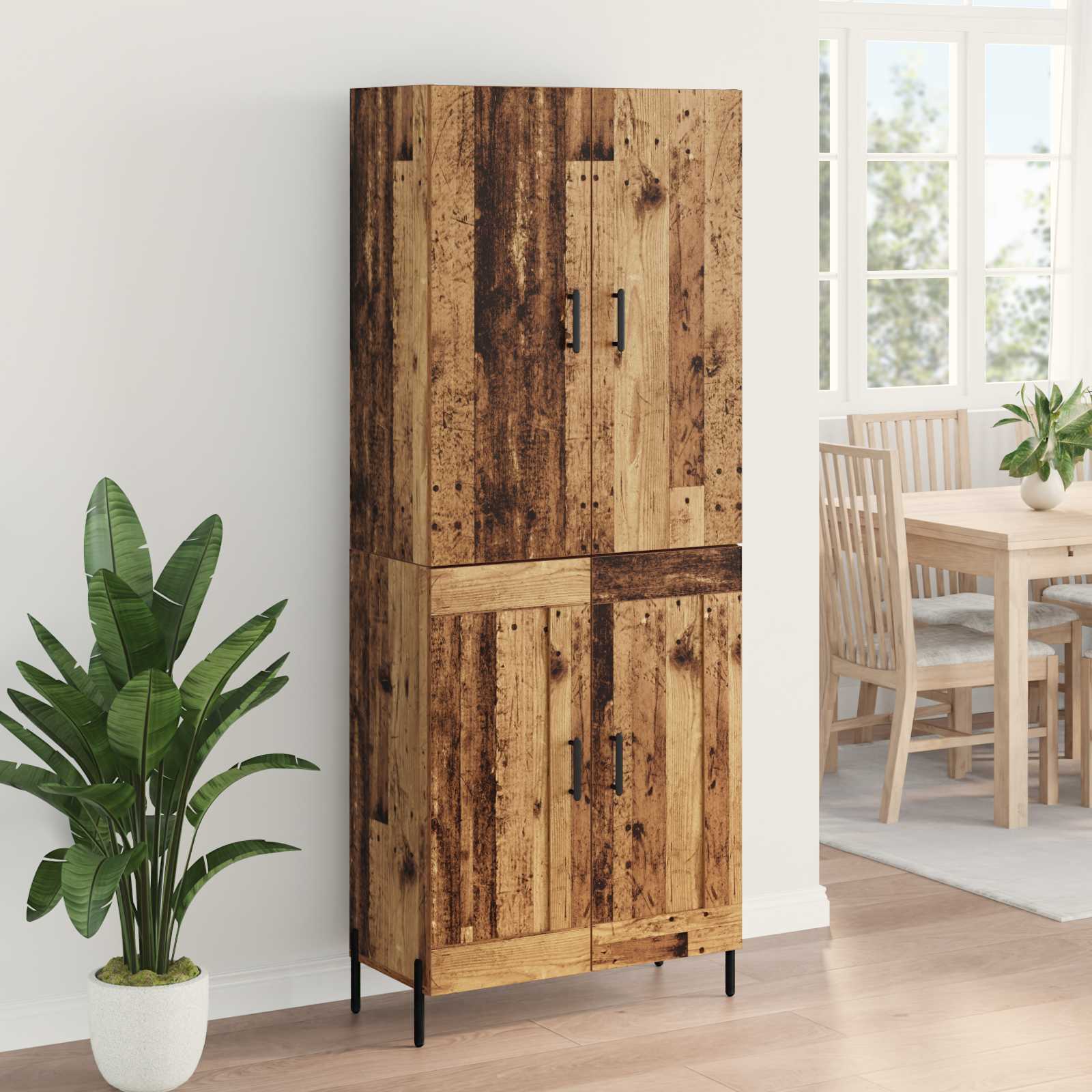 vidaXL Highboard Montowane na ścianie Stare drewno 69,5 x 34 x 180 cm