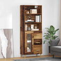 vidaXL Highboard z szufladą Stare drewno 69,5 x 34 x 180 cm