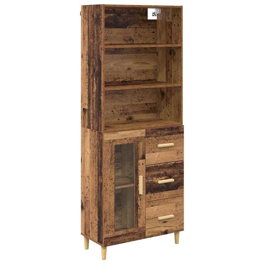 vidaXL Highboard z szufladą Stare drewno 69,5 x 34 x 180 cm