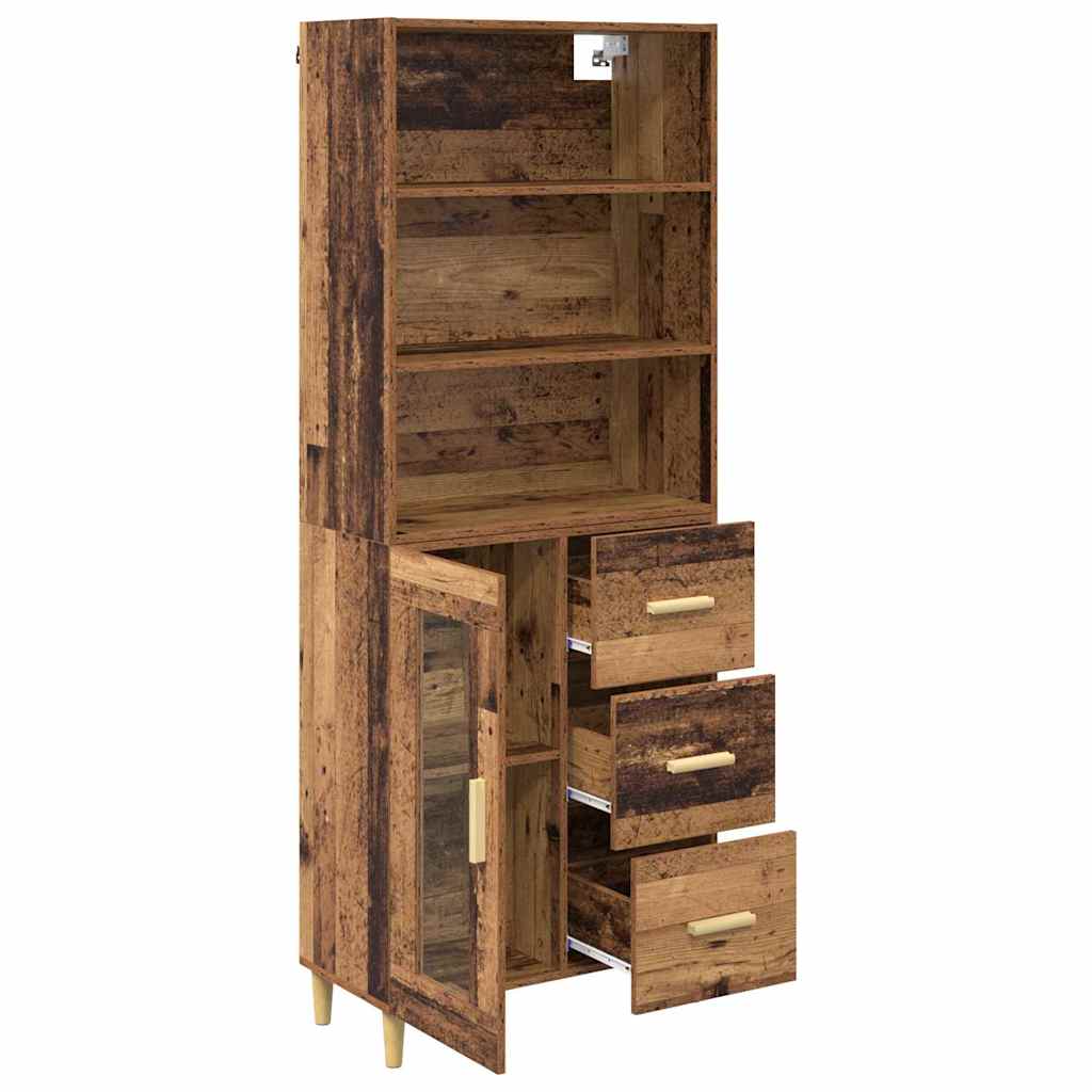 vidaXL Highboard z szufladą Stare drewno 69,5 x 34 x 180 cm