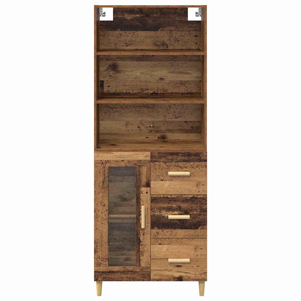 vidaXL Highboard z szufladą Stare drewno 69,5 x 34 x 180 cm