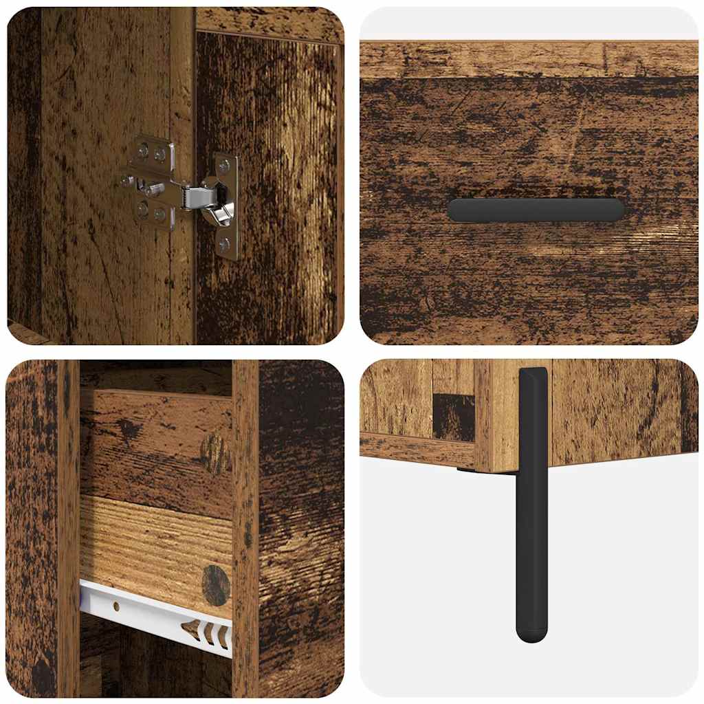 vidaXL Highboard z szufladą Stare drewno 34,5 x 34 x 180 cm