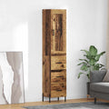 vidaXL Highboard z szufladą Stare drewno 34,5 x 34 x 180 cm