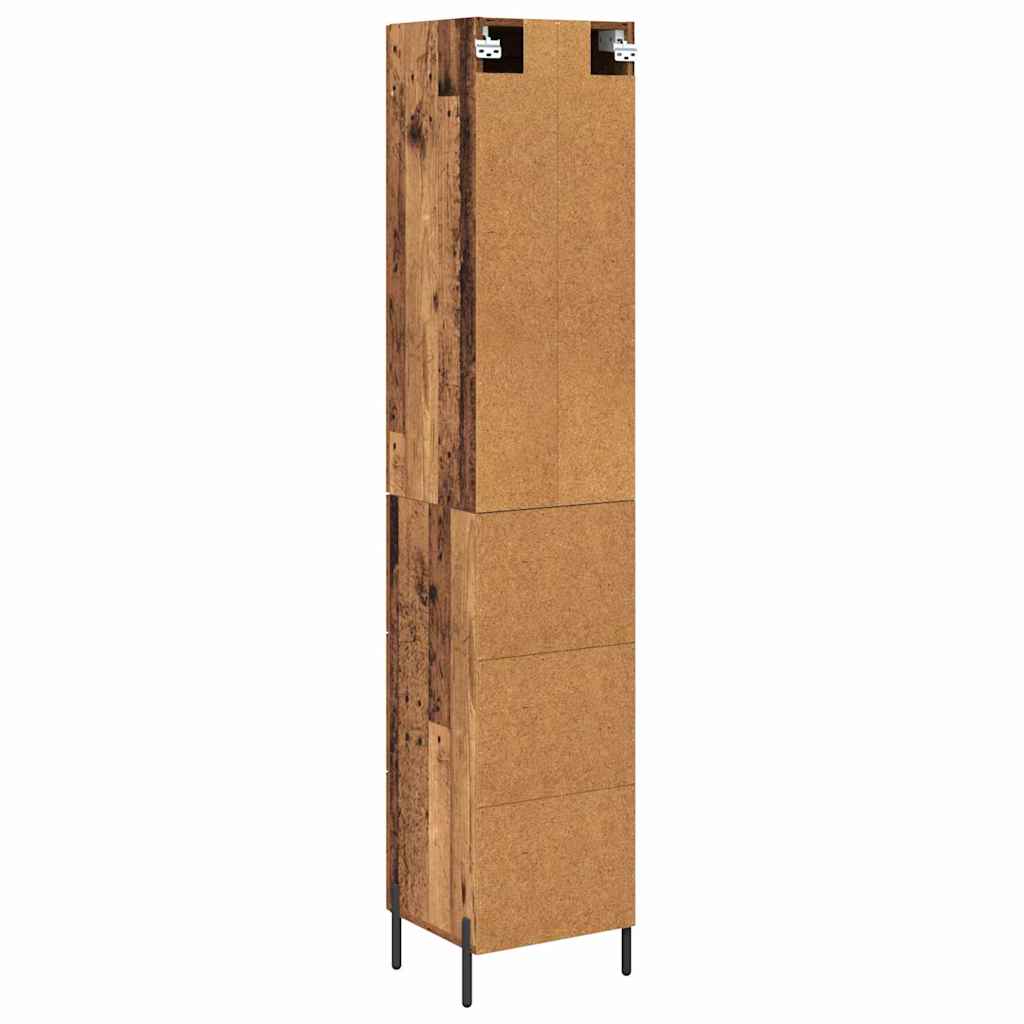 vidaXL Highboard z szufladą Stare drewno 34,5 x 34 x 180 cm