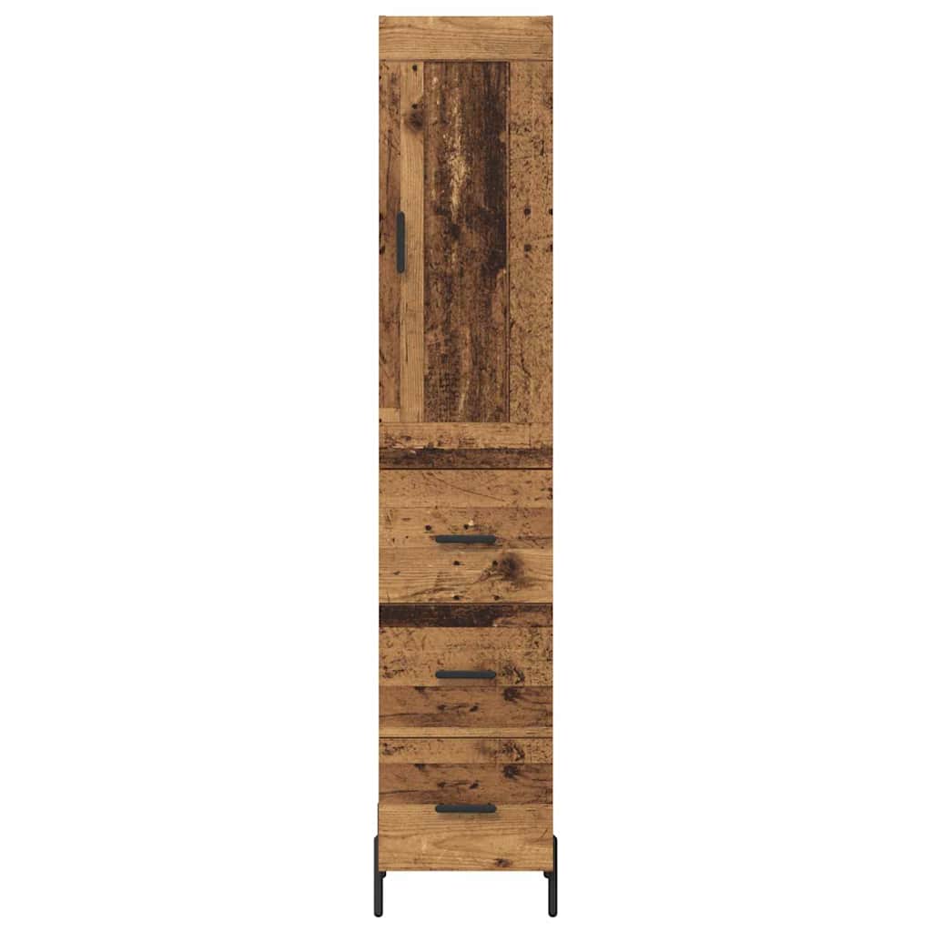 vidaXL Highboard z szufladą Stare drewno 34,5 x 34 x 180 cm