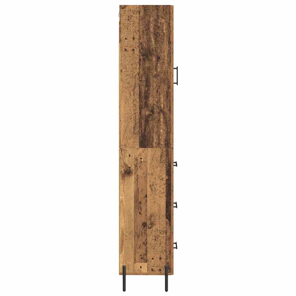 vidaXL Highboard z szufladą Stare drewno 34,5 x 34 x 180 cm