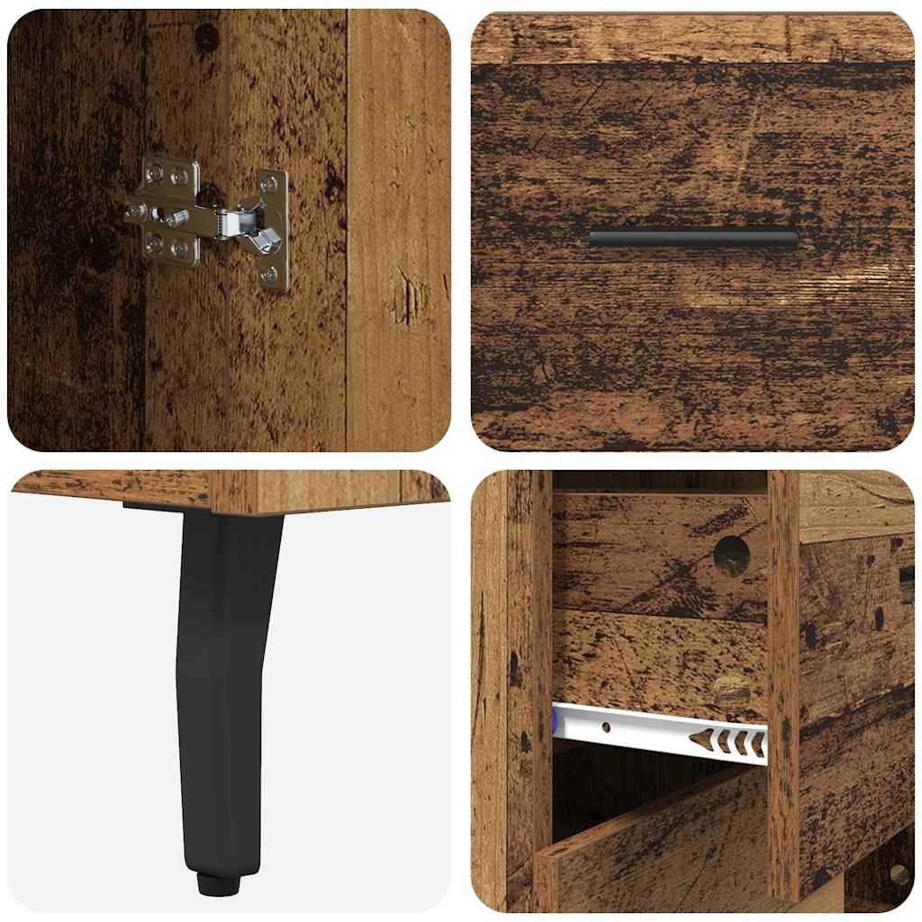 vidaXL Highboard 2 pcs Stare drewno Drewno inżynieryjne i szkło