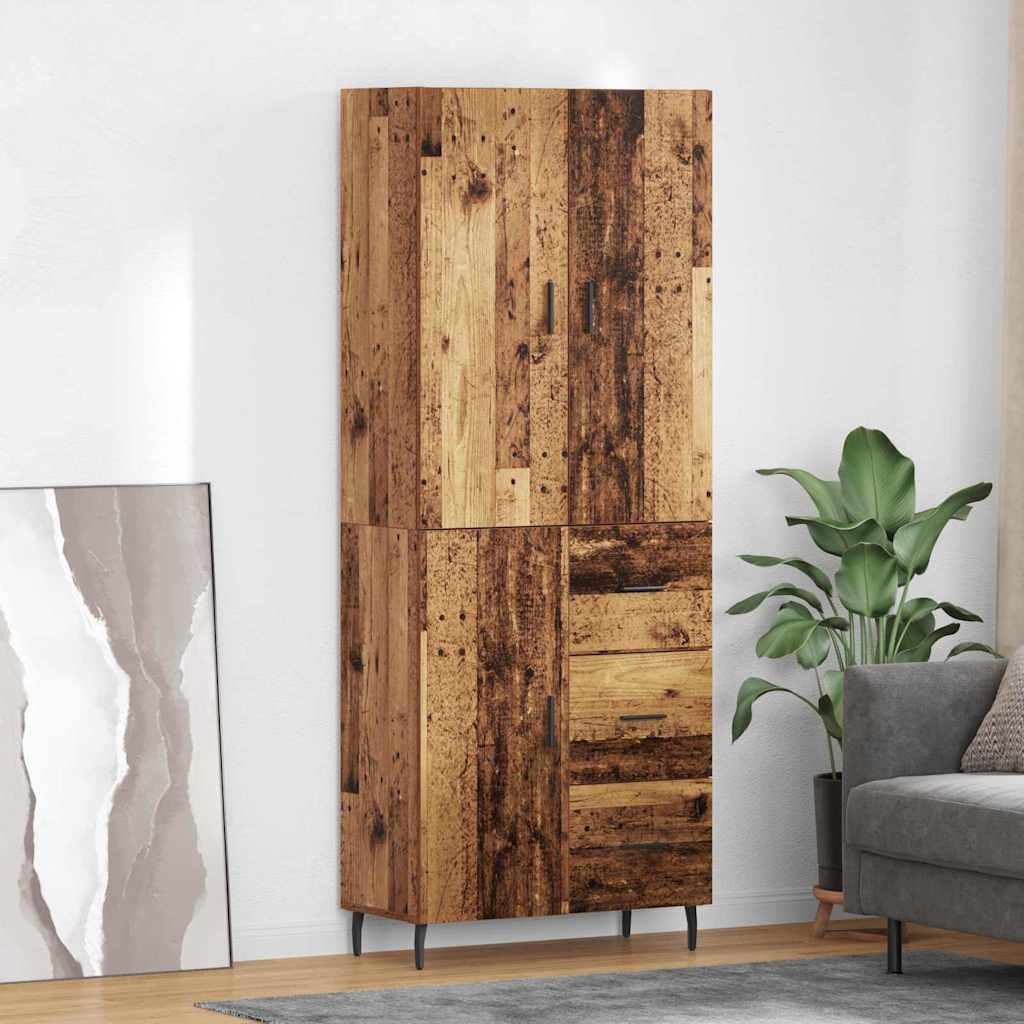 vidaXL Highboard 2 pcs Stare drewno Drewno inżynieryjne i szkło