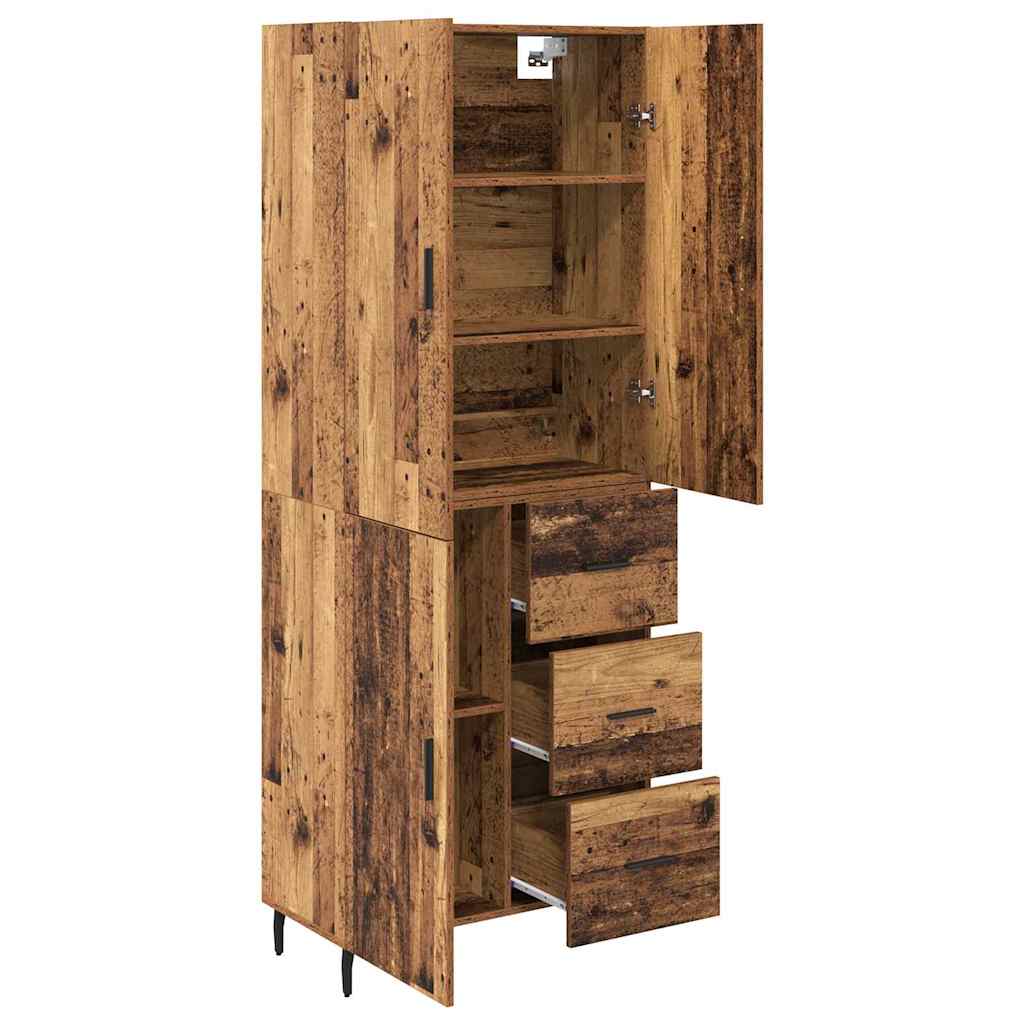vidaXL Highboard 2 pcs Stare drewno Drewno inżynieryjne i szkło