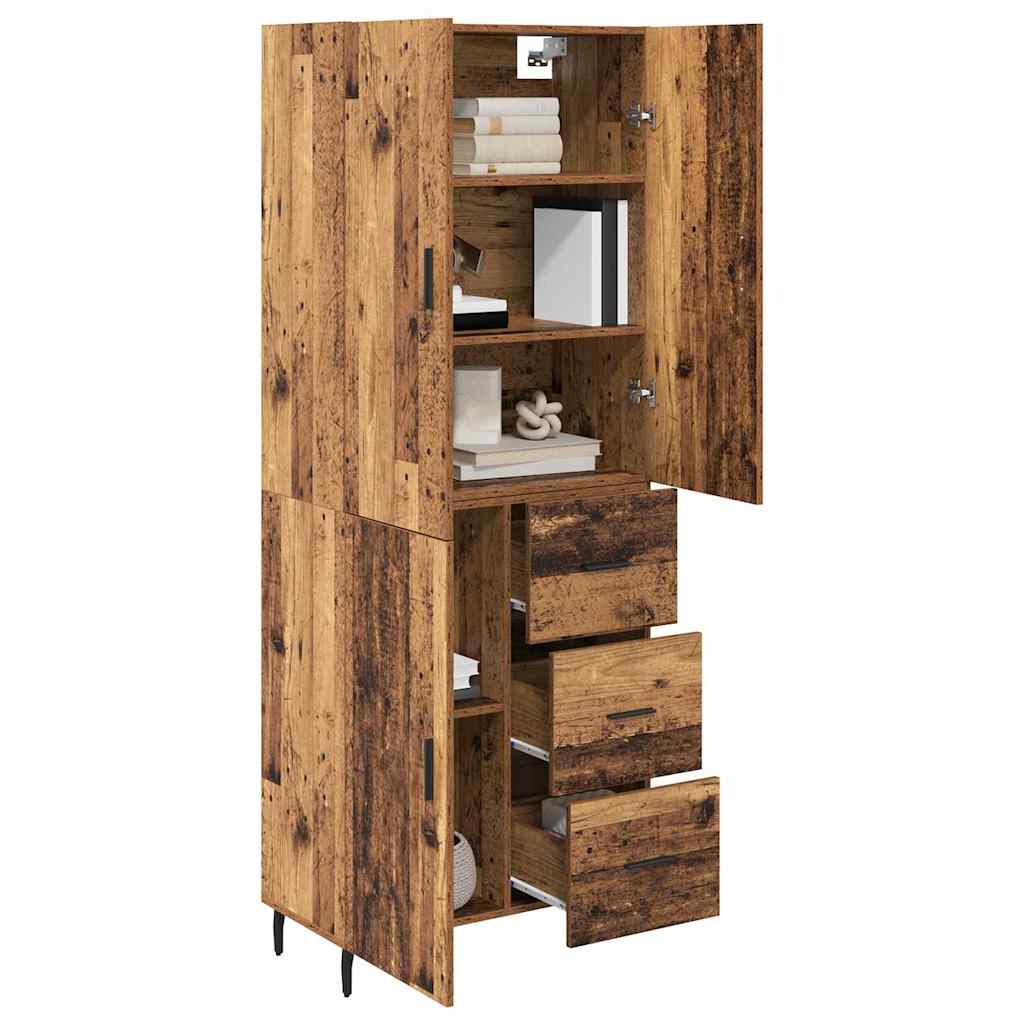 vidaXL Highboard 2 pcs Stare drewno Drewno inżynieryjne i szkło