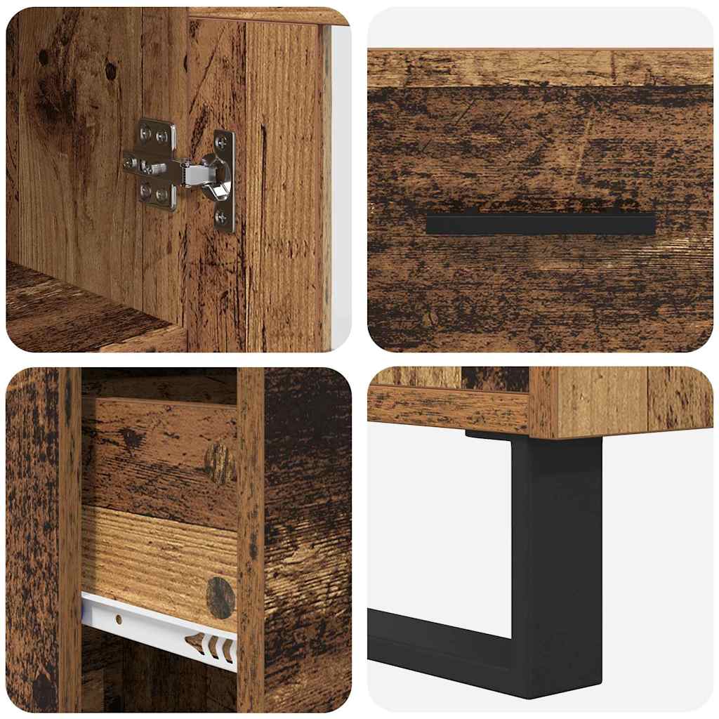 vidaXL Highboard z szufladą Stare drewno 34,5 x 34 x 180 cm