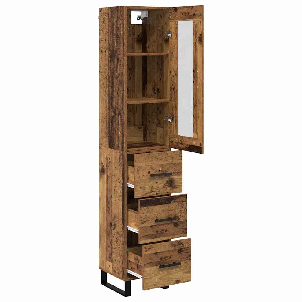 vidaXL Highboard z szufladą Stare drewno 34,5 x 34 x 180 cm