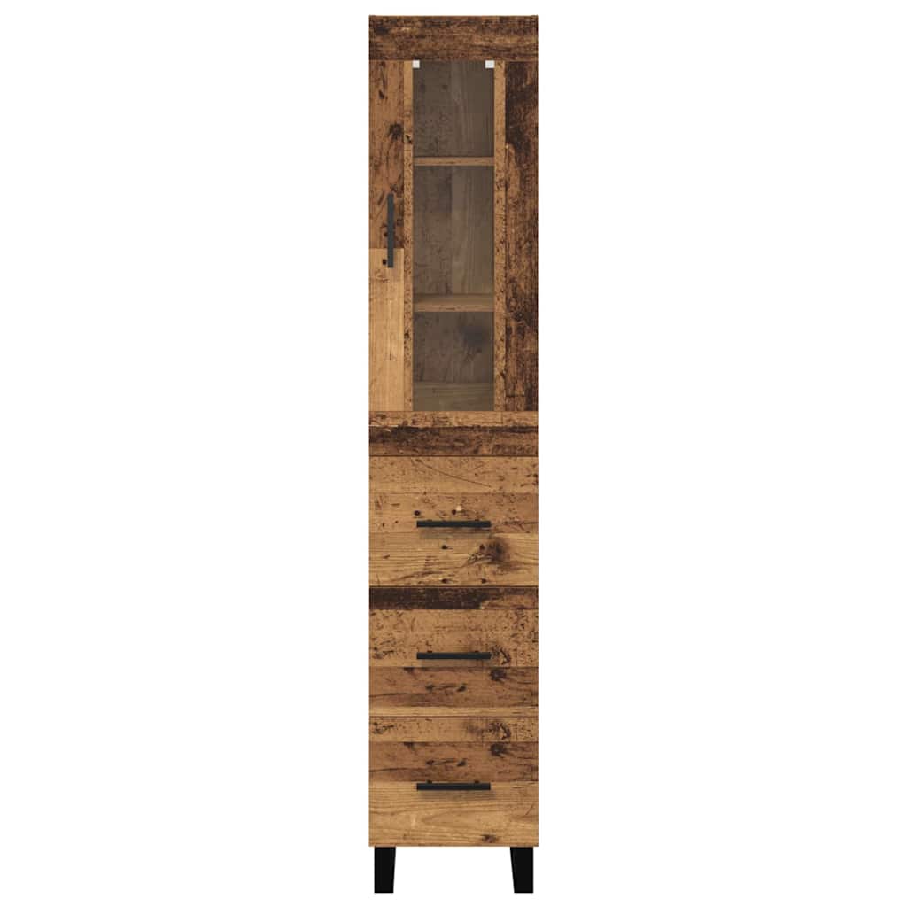 vidaXL Highboard z szufladą Stare drewno 34,5 x 34 x 180 cm