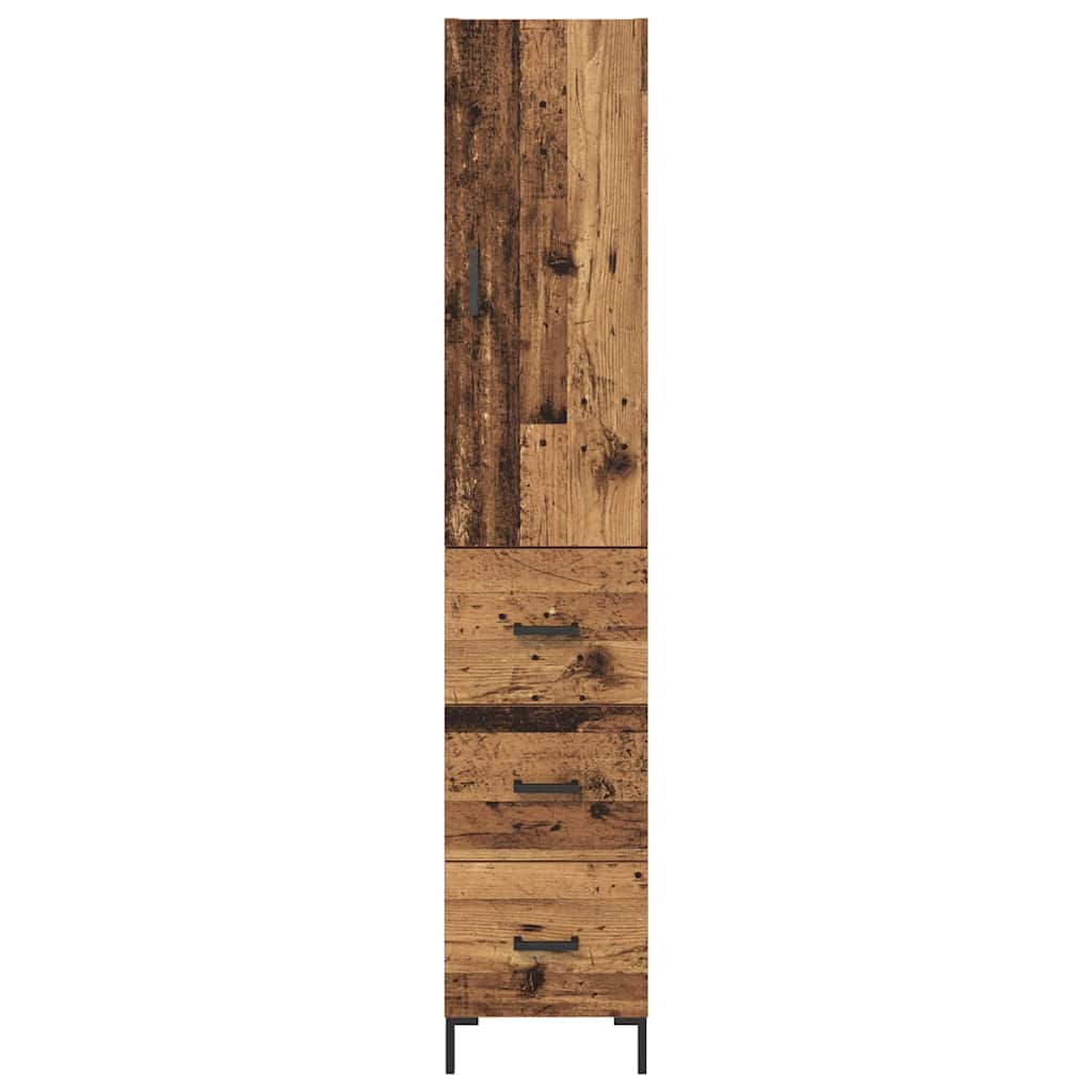 vidaXL Highboard z szufladą Stare drewno 69,5 x 34 x 180 cm