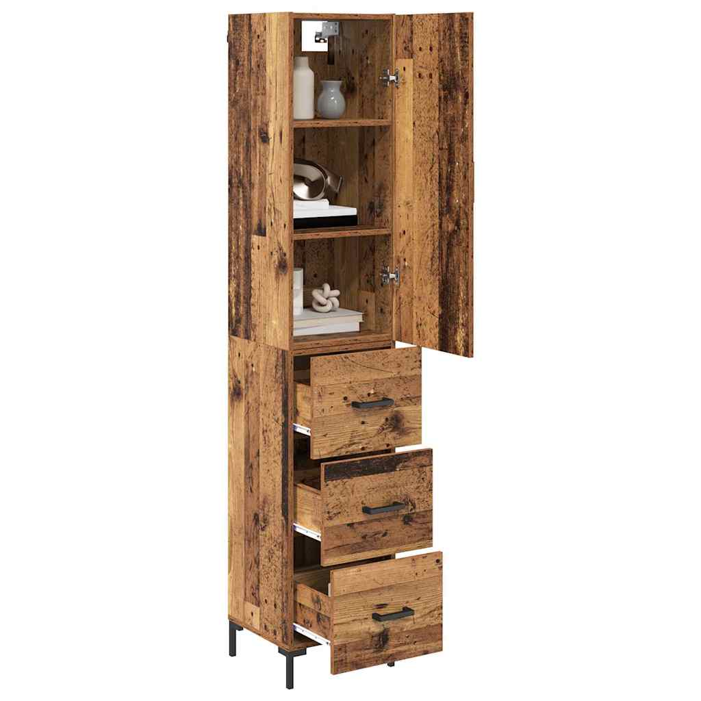 vidaXL Highboard z szufladą Stare drewno 69,5 x 34 x 180 cm