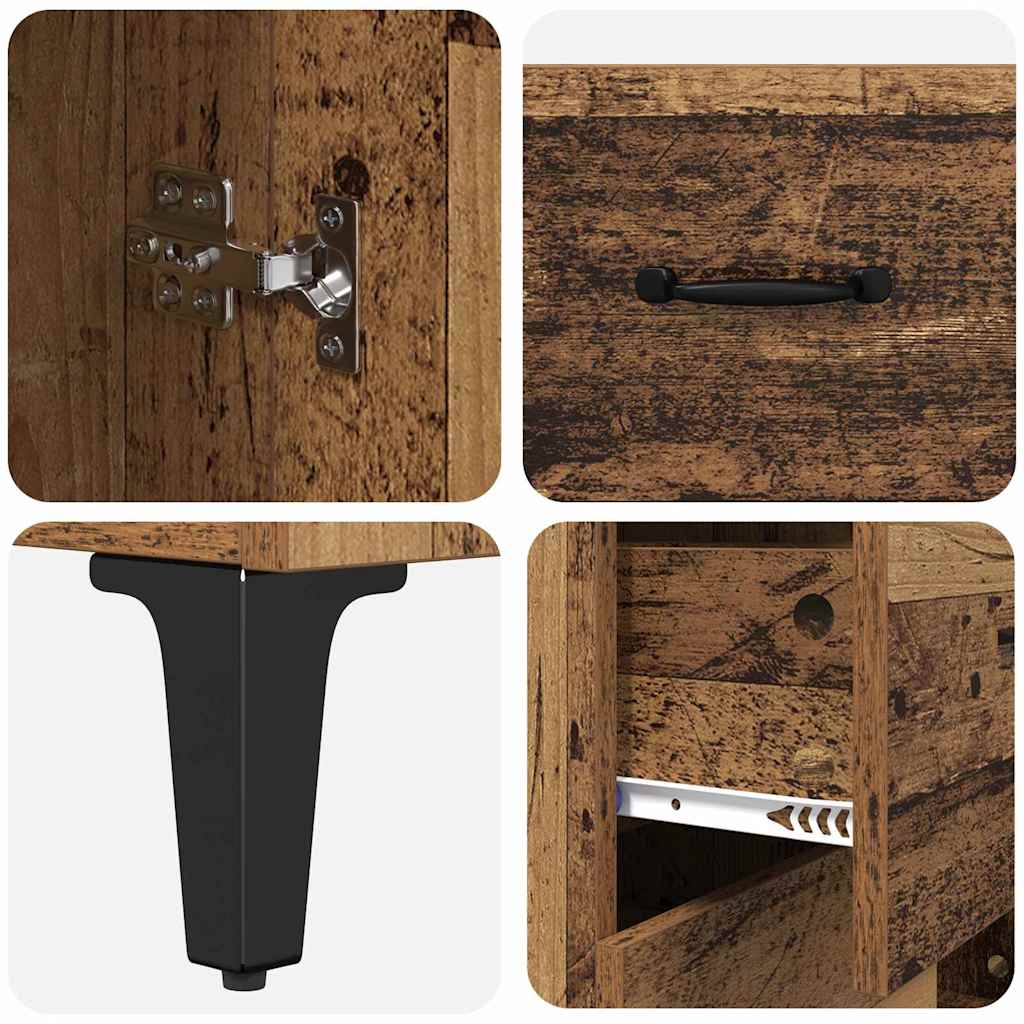 vidaXL Highboard Montowane na ścianie Stare drewno 69,5 x 34 x 180 cm