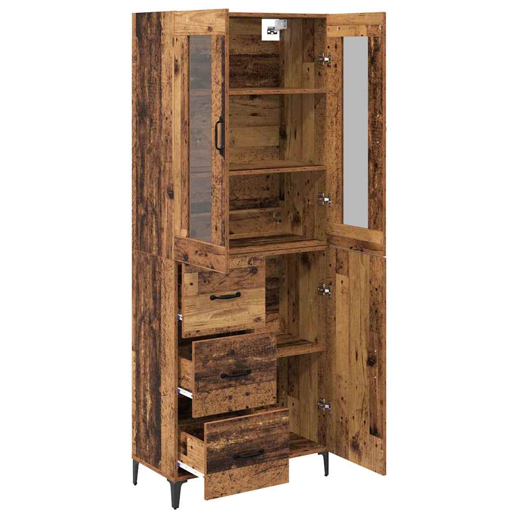 vidaXL Highboard Montowane na ścianie Stare drewno 69,5 x 34 x 180 cm