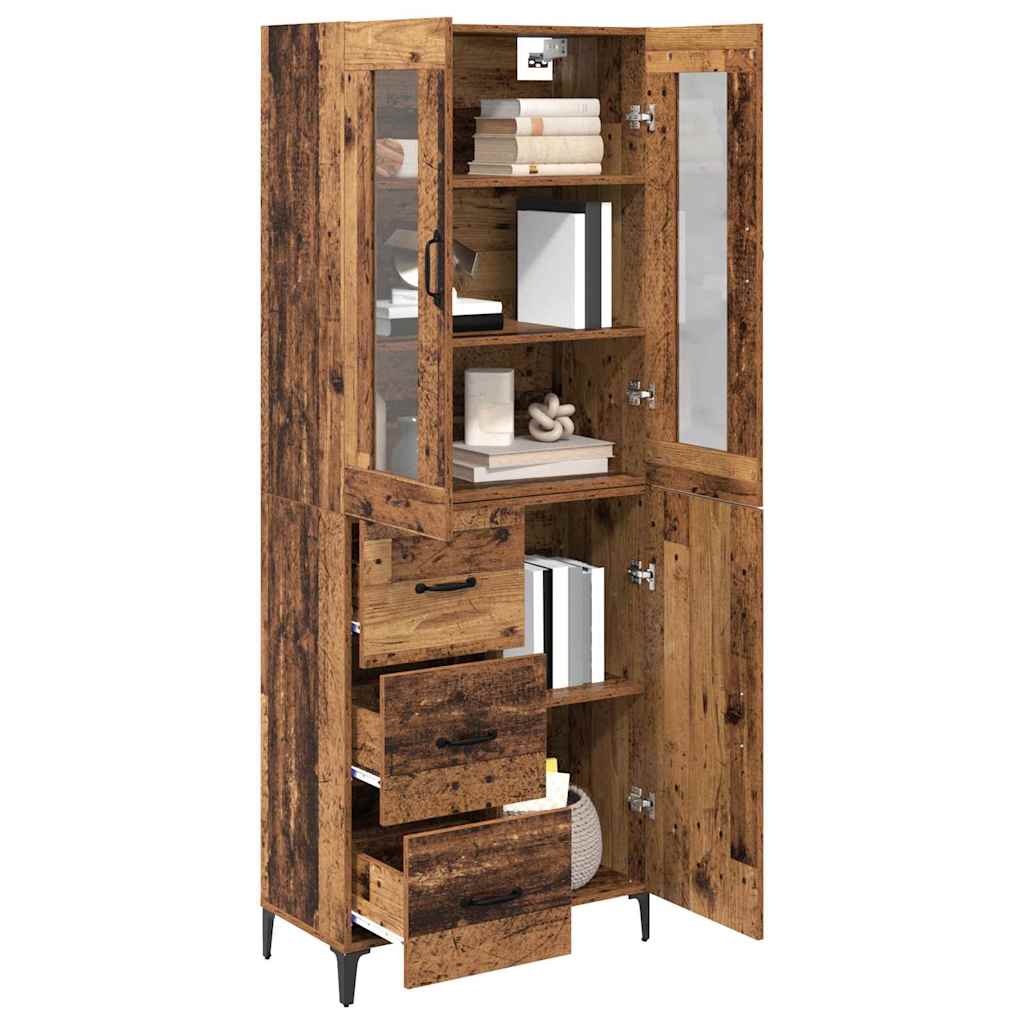 vidaXL Highboard Montowane na ścianie Stare drewno 69,5 x 34 x 180 cm