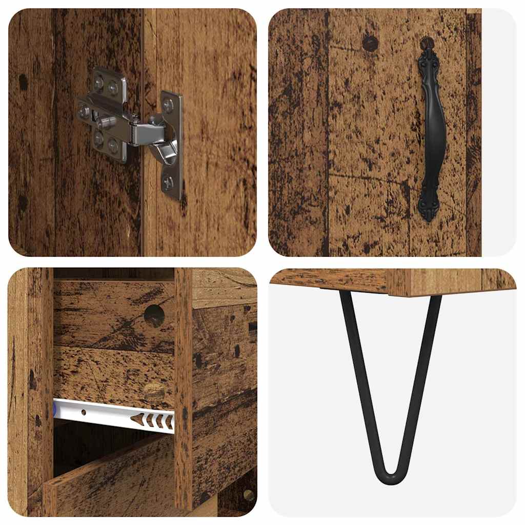 vidaXL Highboard z szufladą 2 pcs Stare drewno Materiał drewnopochodny