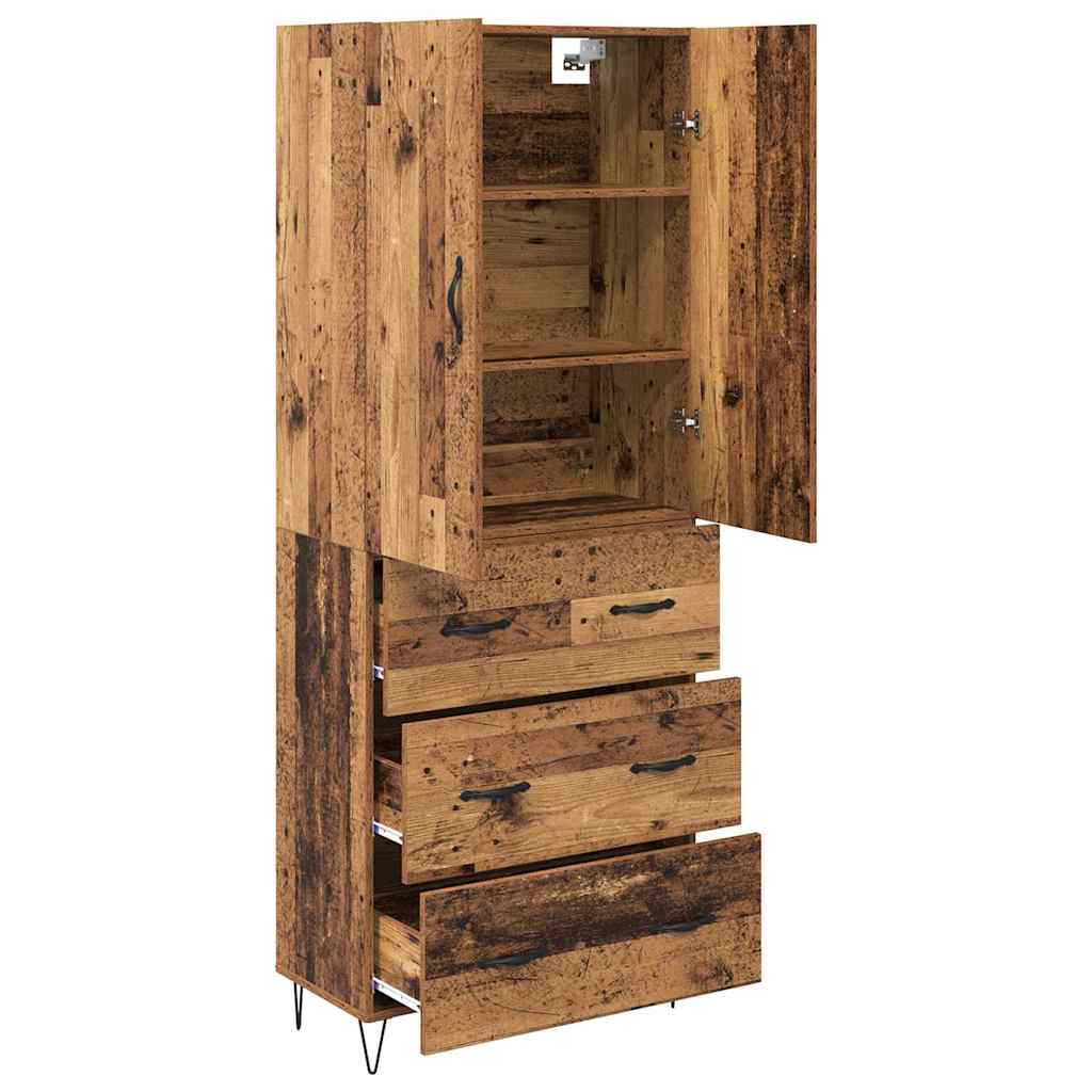 vidaXL Highboard z szufladą 2 pcs Stare drewno Materiał drewnopochodny