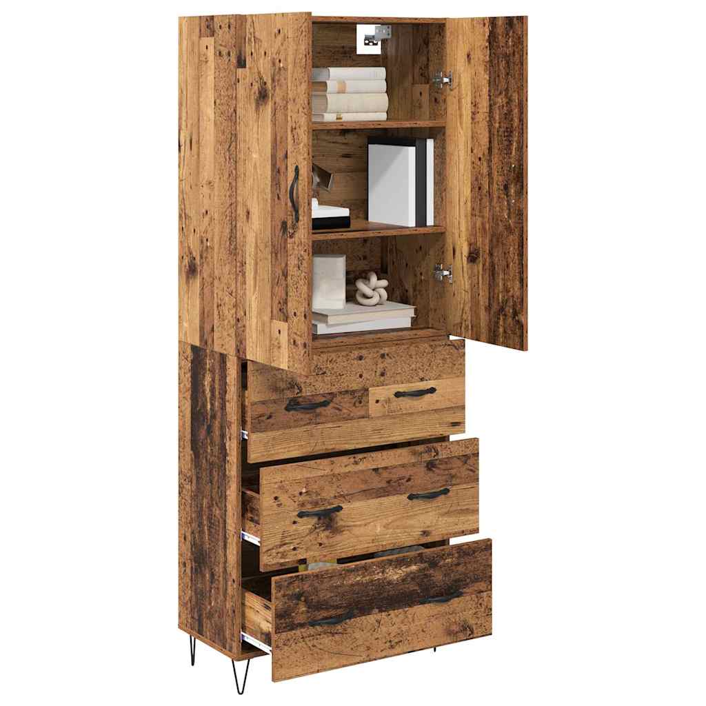vidaXL Highboard z szufladą 2 pcs Stare drewno Materiał drewnopochodny