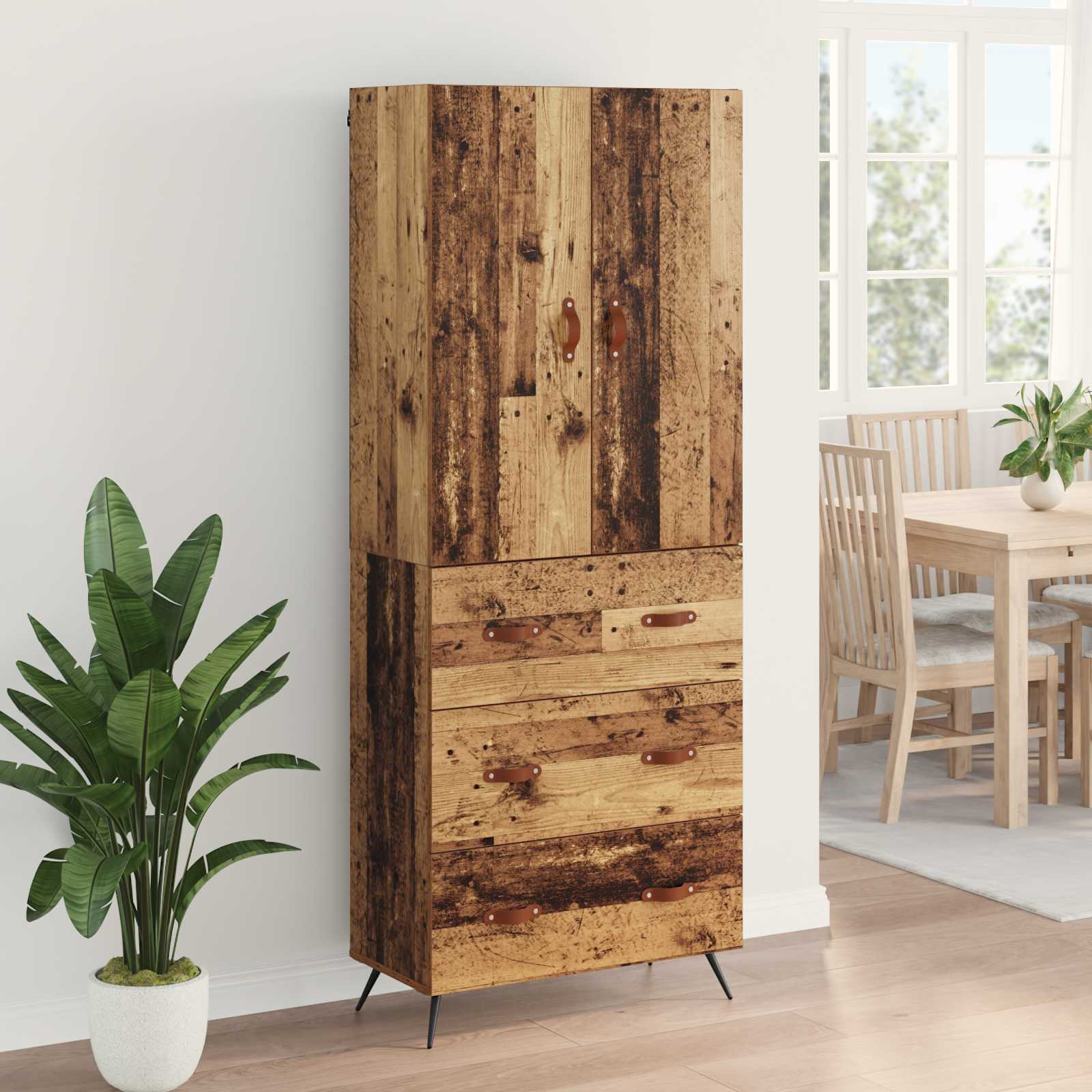 vidaXL Highboard Montowane na ścianie Stare drewno 69,5 x 34 x 180 cm