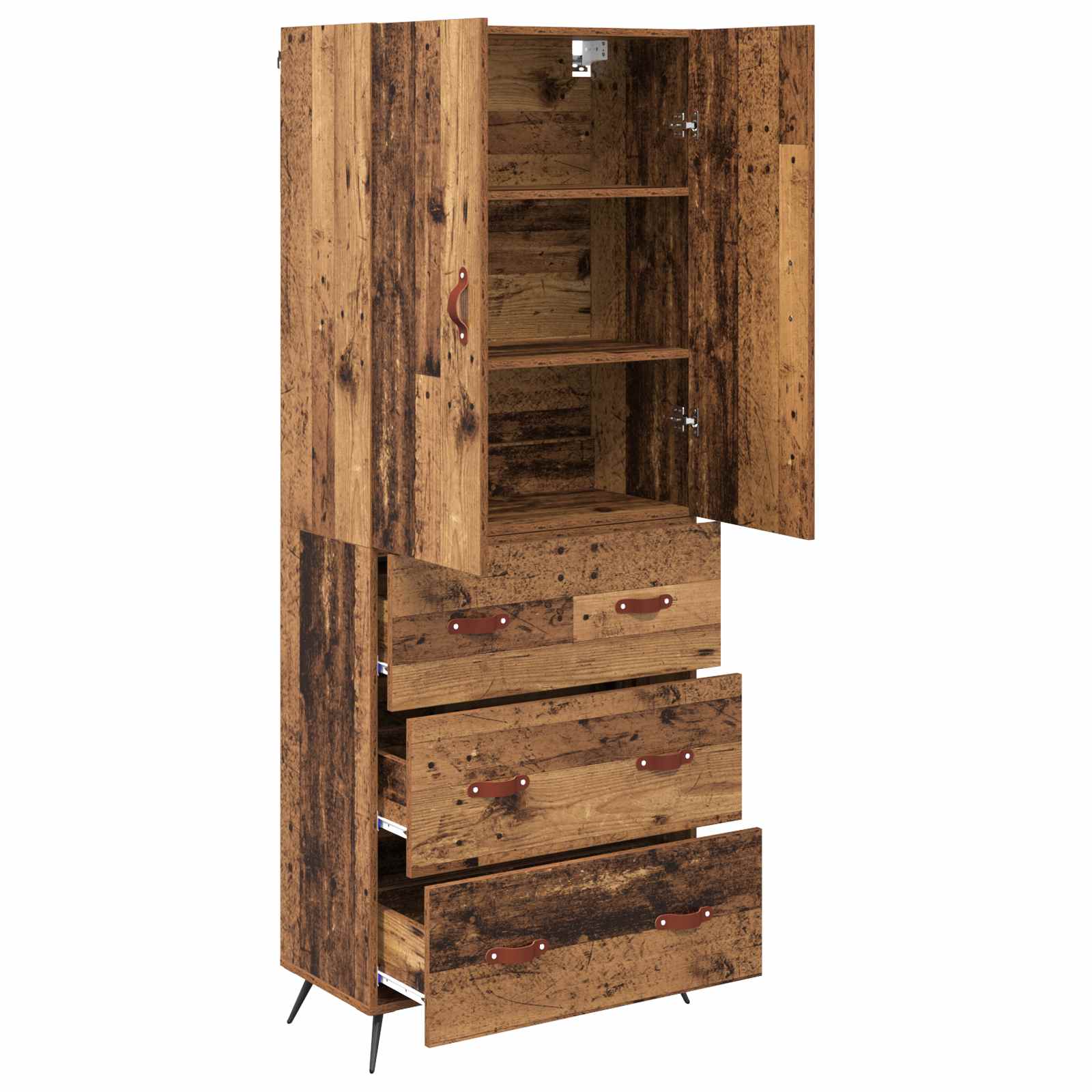 vidaXL Highboard Montowane na ścianie Stare drewno 69,5 x 34 x 180 cm