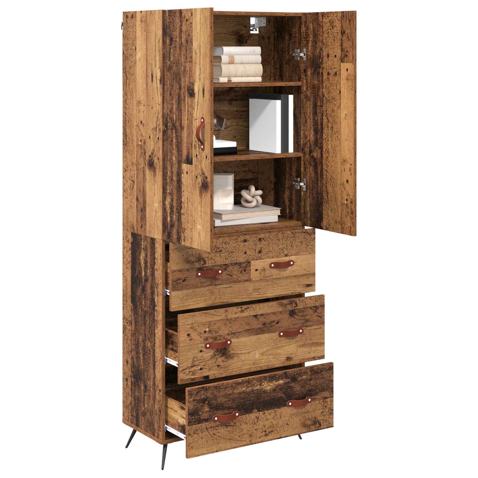 vidaXL Highboard Montowane na ścianie Stare drewno 69,5 x 34 x 180 cm