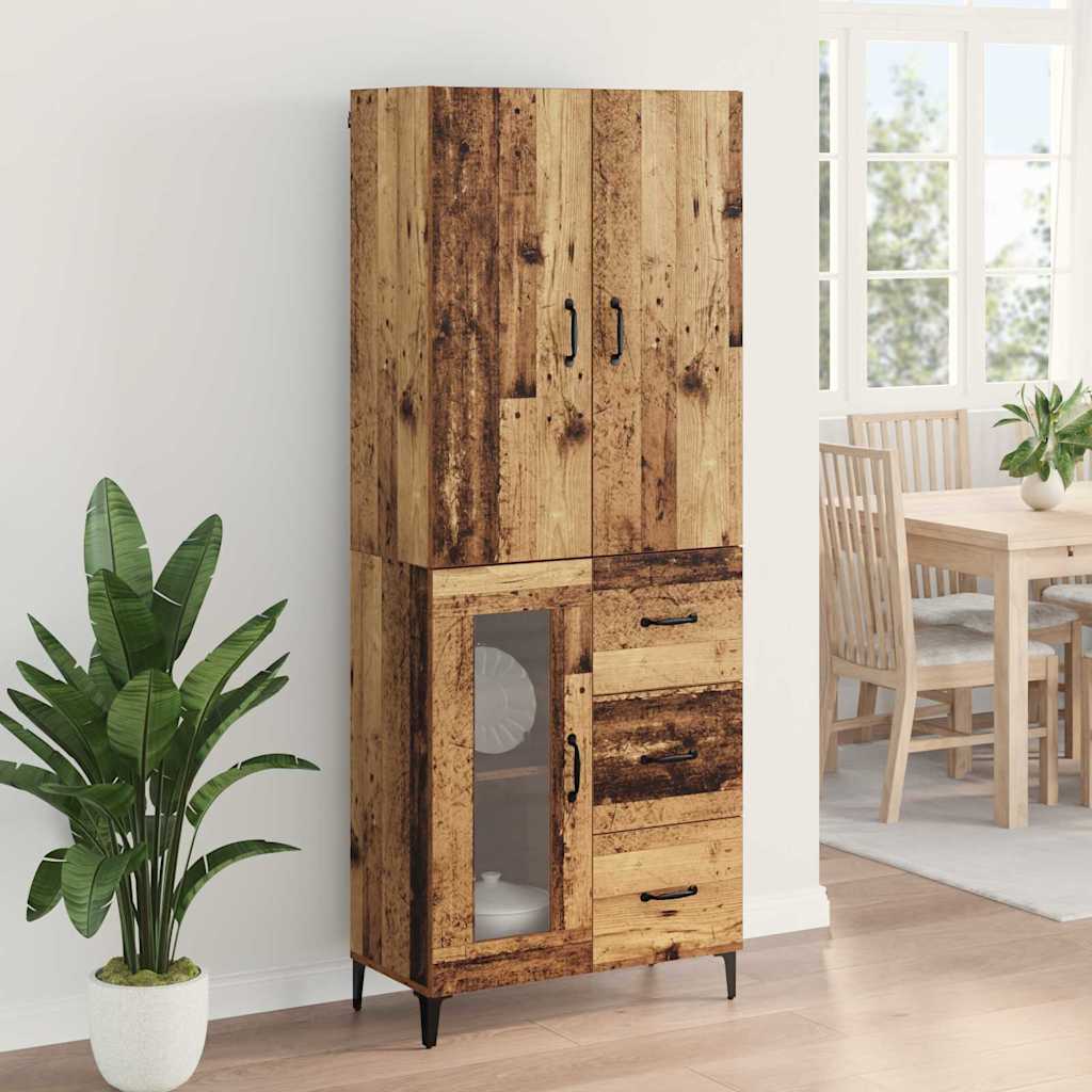 vidaXL Highboard Montowane na ścianie Stare drewno 69,5 x 34 x 180 cm