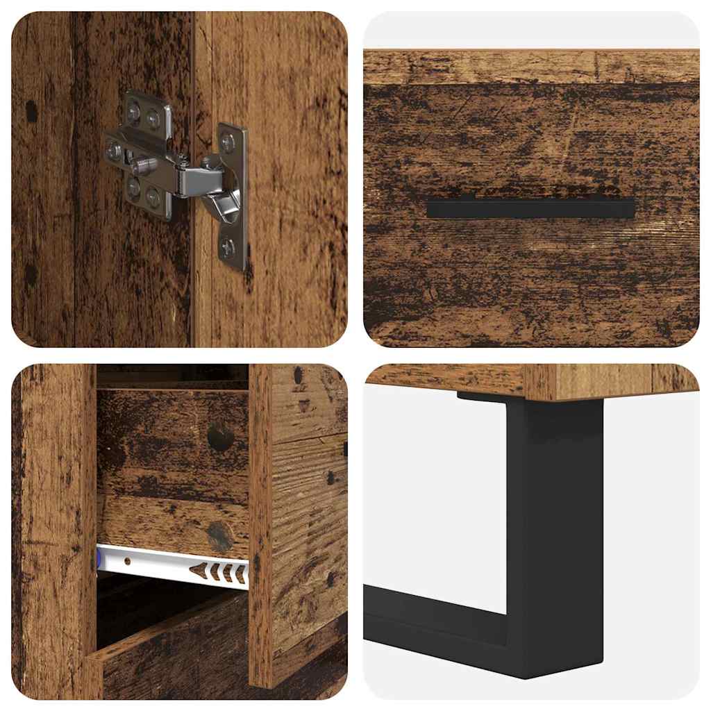 vidaXL Highboard z szufladą 2 pcs Stare drewno 69,5 x 34 x 180 cm