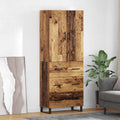 vidaXL Highboard z szufladą 2 pcs Stare drewno 69,5 x 34 x 180 cm