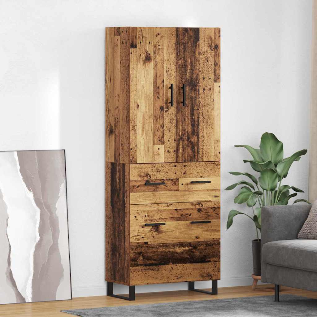vidaXL Highboard z szufladą 2 pcs Stare drewno 69,5 x 34 x 180 cm
