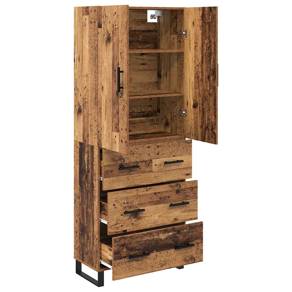 vidaXL Highboard z szufladą 2 pcs Stare drewno 69,5 x 34 x 180 cm