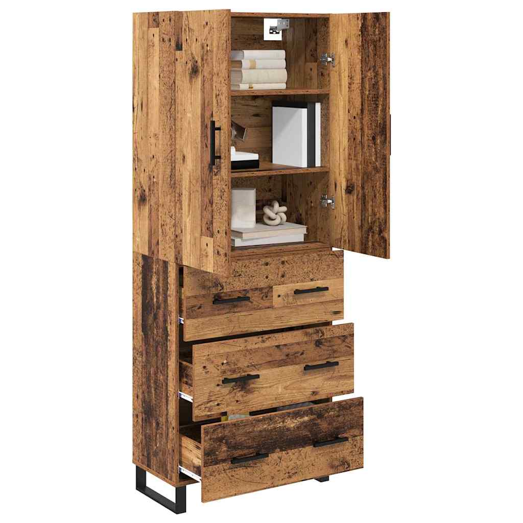 vidaXL Highboard z szufladą 2 pcs Stare drewno 69,5 x 34 x 180 cm
