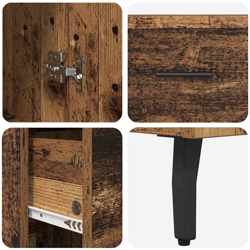 vidaXL Highboard z szufladą Stare drewno 34,5 x 34 x 180 cm
