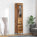 vidaXL Highboard z szufladą Stare drewno 34,5 x 34 x 180 cm